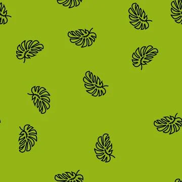 Monstera leaf plant vector seamless pattern Stock Illustration