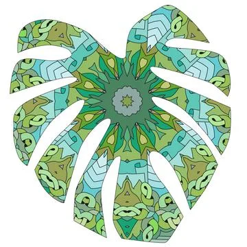 Monstera leaf. Retro zentangle stylized in vector Иллюстрация