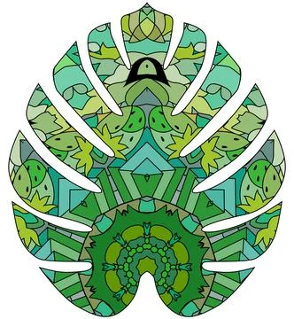Monstera leaf. Retro zentangle stylized in vector Stockillustratie
