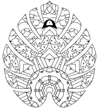 Monstera leaf. Retro zentangle stylized in vector for coloring Ilustración de archivo