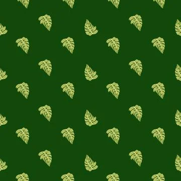 Monstera leaf seamless pattern with hand drawn tropical print. Modern nature  스톡 일러스트