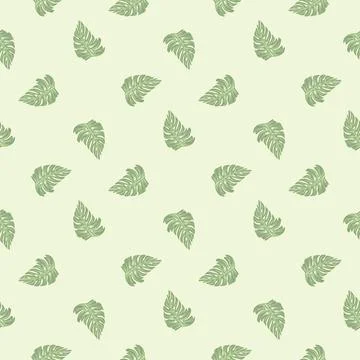 Monstera leaf seamless pattern with hand drawn tropical print. Modern nature  Stock Illustration