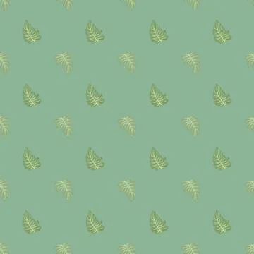 Monstera leaf seamless pattern with hand drawn tropical print. Modern nature  Stock Illustration