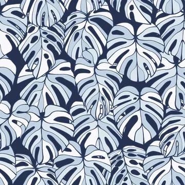 Monstera Leaf Seamless Pattern Stock Illustration