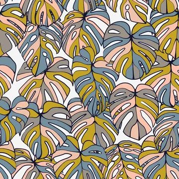Monstera Leaf Seamless Pattern Illustrazione stock
