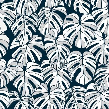 Monstera Leaf Seamless Pattern Stock Illustration