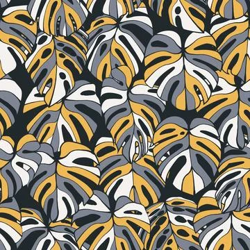 Monstera Leaf Seamless Pattern Stock Illustration