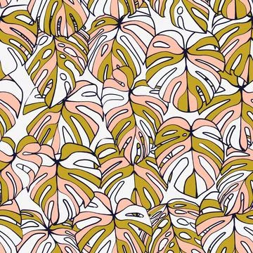 Monstera Leaf Seamless Pattern Stock Illustration