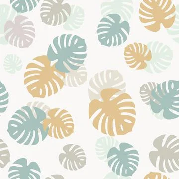 Monstera leaf seamless tropical exotic background, summer pattern illustratio Illustrazione stock
