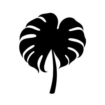 Monstera Leaf Silhouette on White Background Stock Illustration