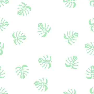 Monstera leaf tropical glyph vector seamless pattern Stock Illustration
