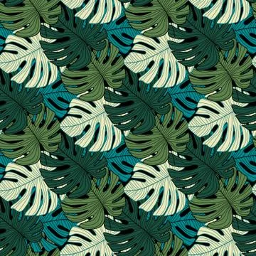 Monstera leaves seamless pattern. Abstract leaf wallpaper. Botanical design イラスト素材