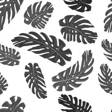Monstera leaves seamless textile pattern. Stock Illustration