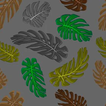 Monstera leaves seamless textile pattern. Stock Illustration