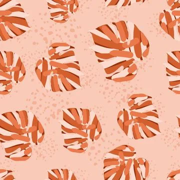 Monstera leaves tropical seamless pattern. Palm leaf endless wallpaper. Stock Illustration