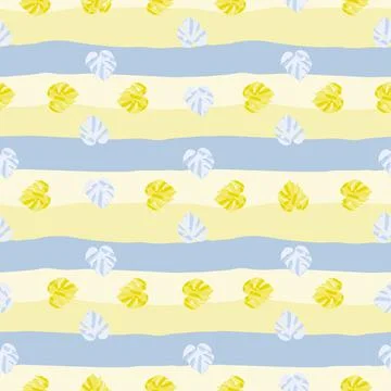 Monstera leaves tropical seamless pattern. Palm leaf endless wallpaper. Stock Illustration