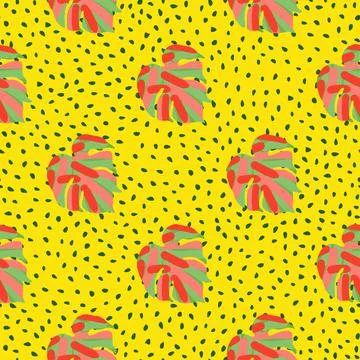 Monstera leaves tropical seamless pattern. Palm leaf endless wallpaper. Illustrazione stock
