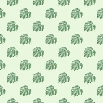 Monstera leaves tropical seamless pattern. Palm leaf endless wallpaper. Stock Illustration
