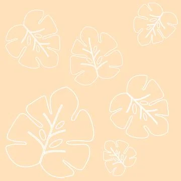 Monstera leaves vector seamless pattern on beige background Stock Illustration