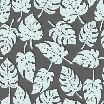 Monstera leaves vector seamless pattern tropical summer Stock Illustration