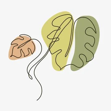 Monstera One Continuous Line Art Bohemian Contemporary Wall Art.Vector Illu.. Stock Illustration