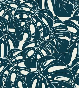 Monstera plant  seamless pattern Stock Illustration