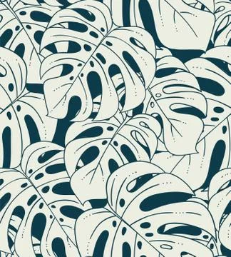 Monstera plant  seamless pattern Stock Illustration