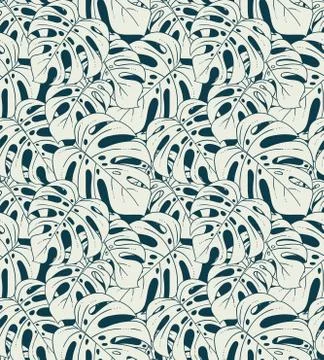 Monstera plant  seamless pattern Stock Illustration