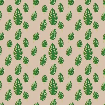 Monstera plant seamless pattern vector illustration background Stock Illustration