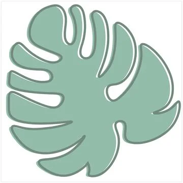 Monstera plant with a solid one-line pattern in a minimalist style. Green mon Stock Illustration