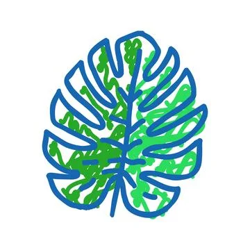 Monstera tropical leaf icon doodle illustration Stock-Illustration