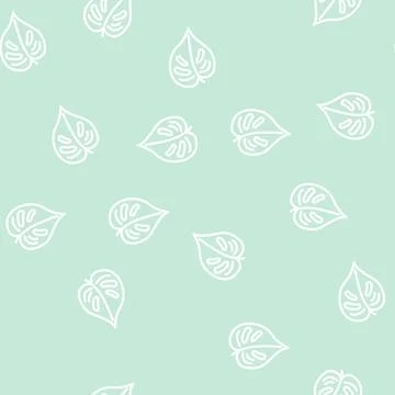 Monstera tropical leaf line vector seamless pattern Stockillustratie