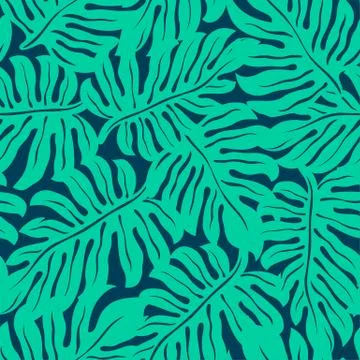 Monstera tropical leaf in a seamless pattern Stock Illustration