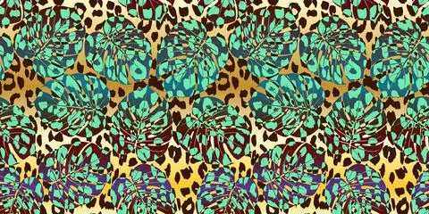 Monstera tropical leaf vector illustration. Summer print Stock Illustration