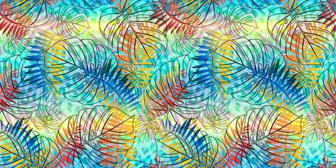 Monstera tropical leaf vector illustration. Vector banner. Seamless Pattern. Stock Illustration