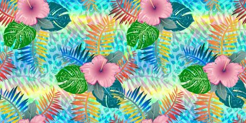 Monstera tropical leaf vector illustration. Vector banner. Seamless Pattern. Stock Illustration