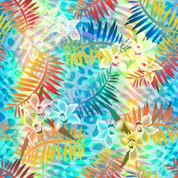 Monstera tropical leaf vector illustration. Vector banner. Seamless Pattern. Stock Illustration
