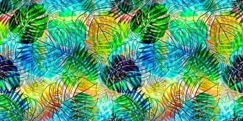 Monstera tropical leaf vector illustration. Vector banner. Seamless Pattern. Stock Illustration