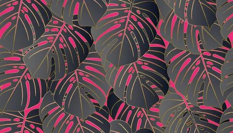 Monstera tropical leaf vector illustration. Vector banner. Seamless Pattern. Illustrazione stock