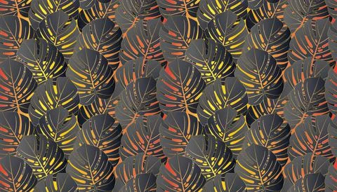 Monstera tropical leaf vector illustration. Vector banner. Seamless Pattern. Illustrazione stock
