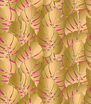 Monstera tropical leaf vector illustration. Vector banner. Seamless Pattern. Illustrazione stock