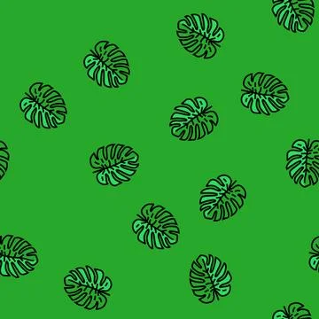 Monstera tropical leaf vector seamless pattern 库存插图