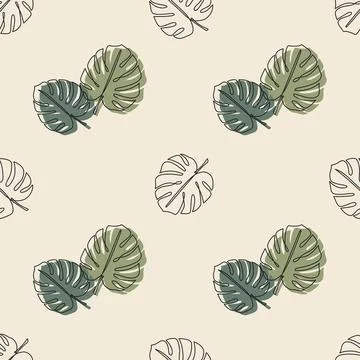 Monstera tropical leaves seamless pattern Stock Illustration