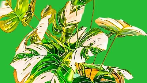 Monstera variegated leaf texture background Stock-Fotos