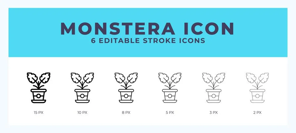 Monstera vector icon for web and app. Editable stroke vector illustration Stock Illustration