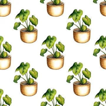 Monstera watercolor pattern Stock-Illustration