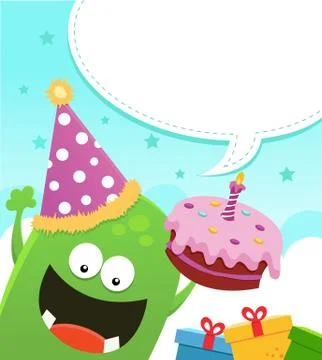 Monster"s Birthday Message Ilustração Stock