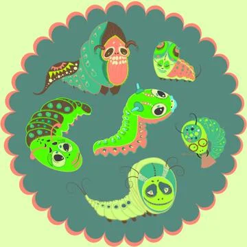 Monsters caterpillars Stock Illustration