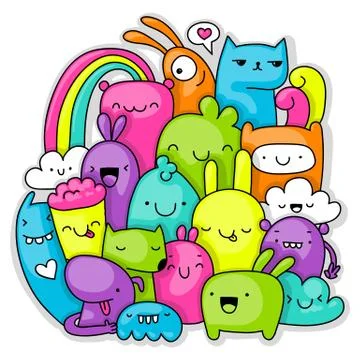 Monsters doodle Stock Illustration