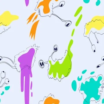 Monsters. Seamless pattern. Hand drawing effect. Illustrazione stock